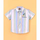 Little Kangaroos 100% Cotton Half Sleeves Striped Shirt- Blue & Green