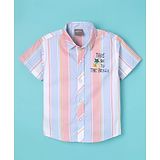 Little Kangaroos 100% Cotton Striped Half Sleeves Shirts - Sky Blue