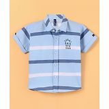 Little Kangaroos 100% Cotton Striped Half Sleeves Shirt-Blue