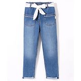 Little Kangaroos 100% Cotton Ankle Length Solid Color Denim Jeans - Light Blue