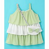 Little Kangaroos Sleeveless Party Top with Shimmery Detailing - Green