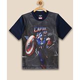 Kidsville Kids Boys Captain America Blue Printed Half Sleeves T-Shirt - Navy Blue