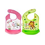 FANTASY INDIA Bib Apron for Feeding with Detachable Food Catcher Waterproof Pack of 2 (Assorted Colors & Prints)