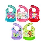 FANTASY INDIA Bib Apron for Feeding with Detachable Food Catcher Waterproof Pack of 5 (Assorted Colors & Prints)