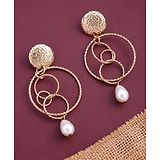 Yellow Chimes Earrings Gold Plated Circle Drop Earrings Lightweight Vintage Pearl Drop Earrings - Gold