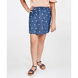 Global Desi Girl All Over Flower Petals Printed Skirt - Blue