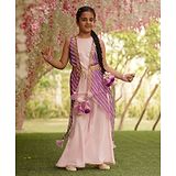 Fayon Kids Pink Kurti Jacket and Sharara for Girls