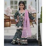 Fayon Kids Green Printed Kurti Sharara for Girls