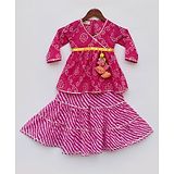 Fayon Kids Pink Cotton Printed Kurti Sharara for Girls