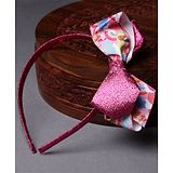 Stoln Stol'n Glittered  7 Rainbow Printed Barbie Bow Hair Band - Dark Pink