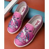 Kidsville Barbie Featuring Unicorn Printed Canvas Shoes - Pink