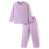 Kanvin Cotton Full Sleeves Floral Print Tee & Pajama Sets - Purple