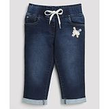 Tiny Girl Super Sweet Patch Appliqued Capri Jeans - Dark Blue