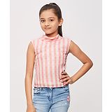 Tiny Girl Sleeveless Striped  Top - Peach