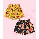 Cutecumber Pack Of 2 Floral Printed Shorts - Yellow & Black