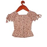 Tiny Girl Half Sleeves Floral Printed Top - Peach