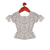 Tiny Girl Half Sleeves Floral Printed Top - White