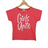 Tiny Girl Short Sleeves Girls Unite Text Printed Top - Tomato Red