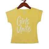 Tiny Girl Short Sleeves Girls Unite Text Printed Top - Lemon Yellow