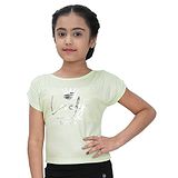 Tiny Girl Half Sleeves Lovely Amour Crown Foil Printed Top - Green