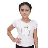 Tiny Girl Half Sleeves Lovely Amour Crown Foil Printed Top - Pink