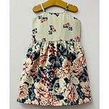 My Pink Closet Sleeveless Vintage Garden Roses & Leaves Printed Fit & Flare Dress - Green