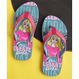 Kidsville Barbie Featuring Printed Flip Flops - Mint Green & Pink