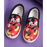 Kidsville Mickey & Friends Featuring Mickey Mouse & Flowers Printed Slip On Canvas Shoes - Red