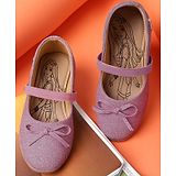 Kidsville Barbie Featuring Bow Embellished Shimmer Finish Slip On Ballerina - Pink