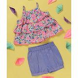 Nauti Nati Sleeveless Floral Printed Top & Shorts Set  - Blue