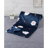 Babyhug Single Ply Mink Blanket Sheep Print - Navy Blue