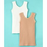 Kanvin Modal Thermal Full Sleeves Vests Solid Color Pack of 2-Off White & Beige