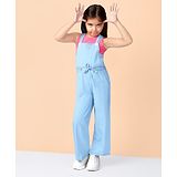 Naughty Ninos Cotton Overdyed Dungaree Pants With T-Shirt - Blue