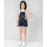 Naughty Ninos Sleeveless Cotton Dungarees With T-Shirt Polka Dot Printed - Navy Blue