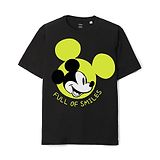 Wear Your Mind Disney Featuring Half Sleeves Mickey Mouse Printed  Oversized Tee  -  Black