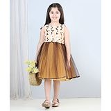 Toy Balloon Kids Sleeveless Sequins Embroidered Bodice Party Dress - Brown