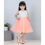 Toy Balloon Kids Sleeveless Embellished Bodice Party Wear Dress - Orange