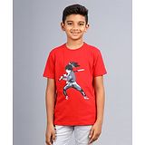 Zion Half Sleeves  Graphic Printed Crew Neck T Shirt-Red