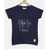 Tales & Stories Half Sleeve Placement Print Round Neck T-Shirt  - Navy Blue