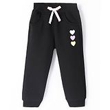 Little Kangaroos Fleece and Woollen Full Length Pant Heart Printed - Black