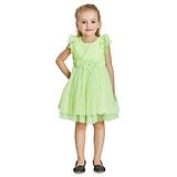 Peppermint Sleeveless Cotton Dress with Mesh Detailing and Floral Corsage - Green