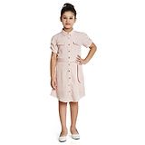 Peppermint Half Sleeves Shirt Dress Solid Colour - Peach