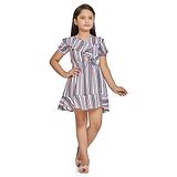 Peppermint Half Sleeves Cotton A-Line Striped Dress - Pink