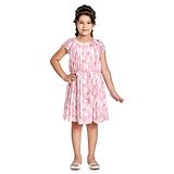 Peppermint Half Sleeves Floral Printed & Applique Dress - Pink