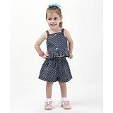 Budding Bees Singlet Sleeves Cotton Heart Printed Top & Shorts Set - Blue