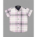 Actuel - Half Sleeves Checked Shirt-Purple ,Grey