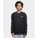 Adidas Kids Cotton Full Sleeves Sports Sweatshirt Logo Print- Black