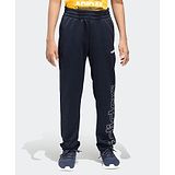 Adidas Kids Full Length Track Pant Logo Print- Blue