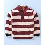 Yellow Apple (DC) Full Sleeves Striped Pullover - Maroon