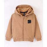 Little Kangaroos Fleece Full Sleeves Hooded Jacket Solid Colour -  Beige